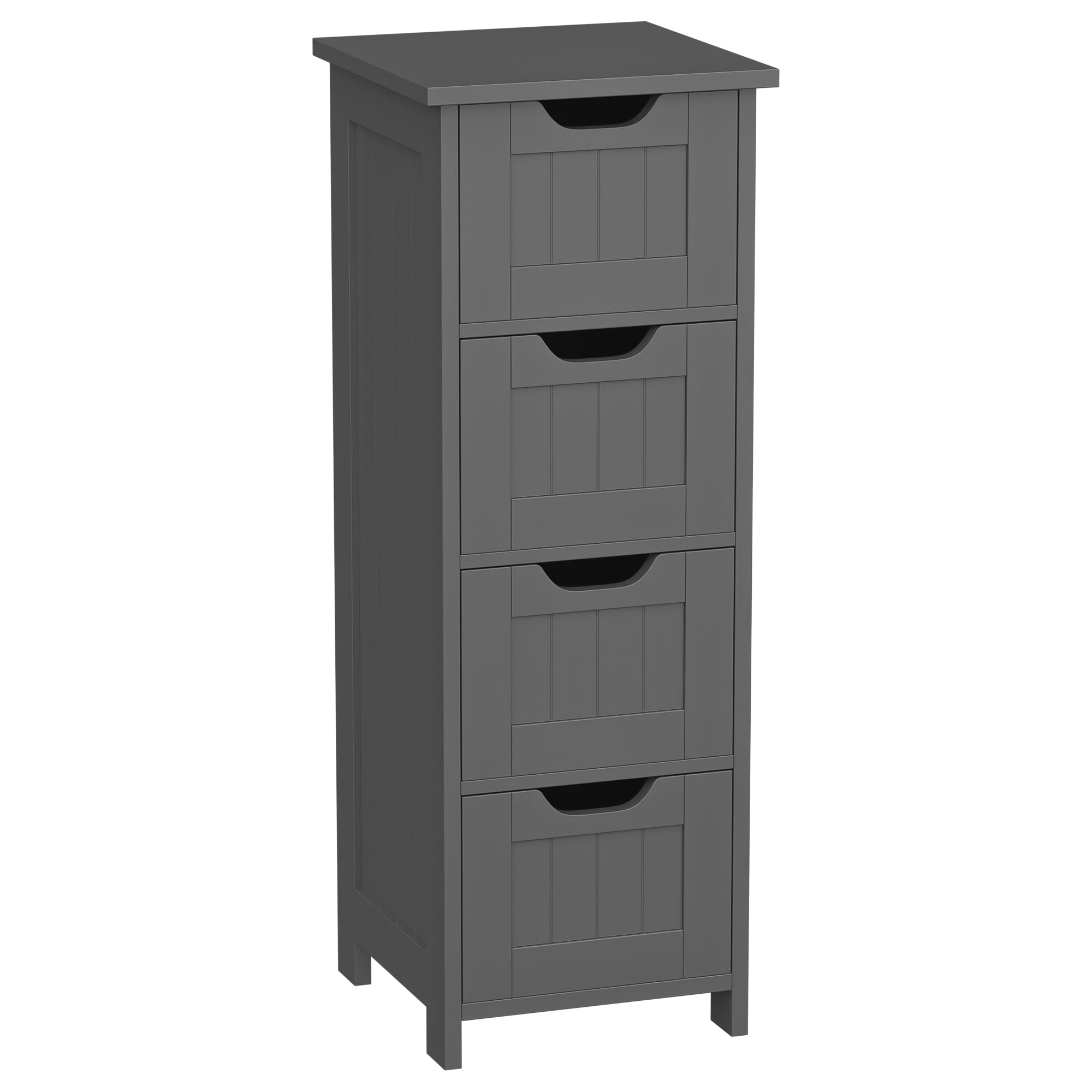 SuperDeal 4-Drawer Bathroom Storage Cabinet – Freestanding Wood Organizer Waterproof Small Side Cabinet for Home Living Room, Gray