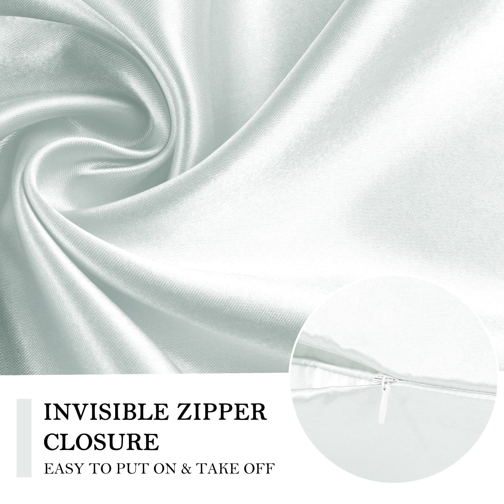 Unique Bargains Durable Soft Zippered Closure Set of 2 Satin Pillowcase Light Gray Queen(20"x30")