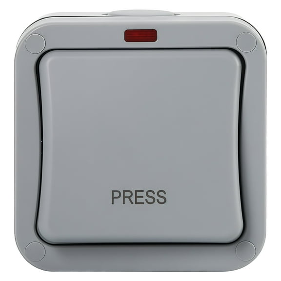 Waterproof Push Button Switch for Outdoor Use, Momentary Switch with Red Indicator Light, Weatherproof, Double Control, Easy Mount Design for Construction Sites and Security Systems