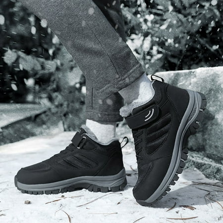 

feiboyy flat men couples boots keep shoes sport hook&loop plus snow warm boots round velvet toe men s boots