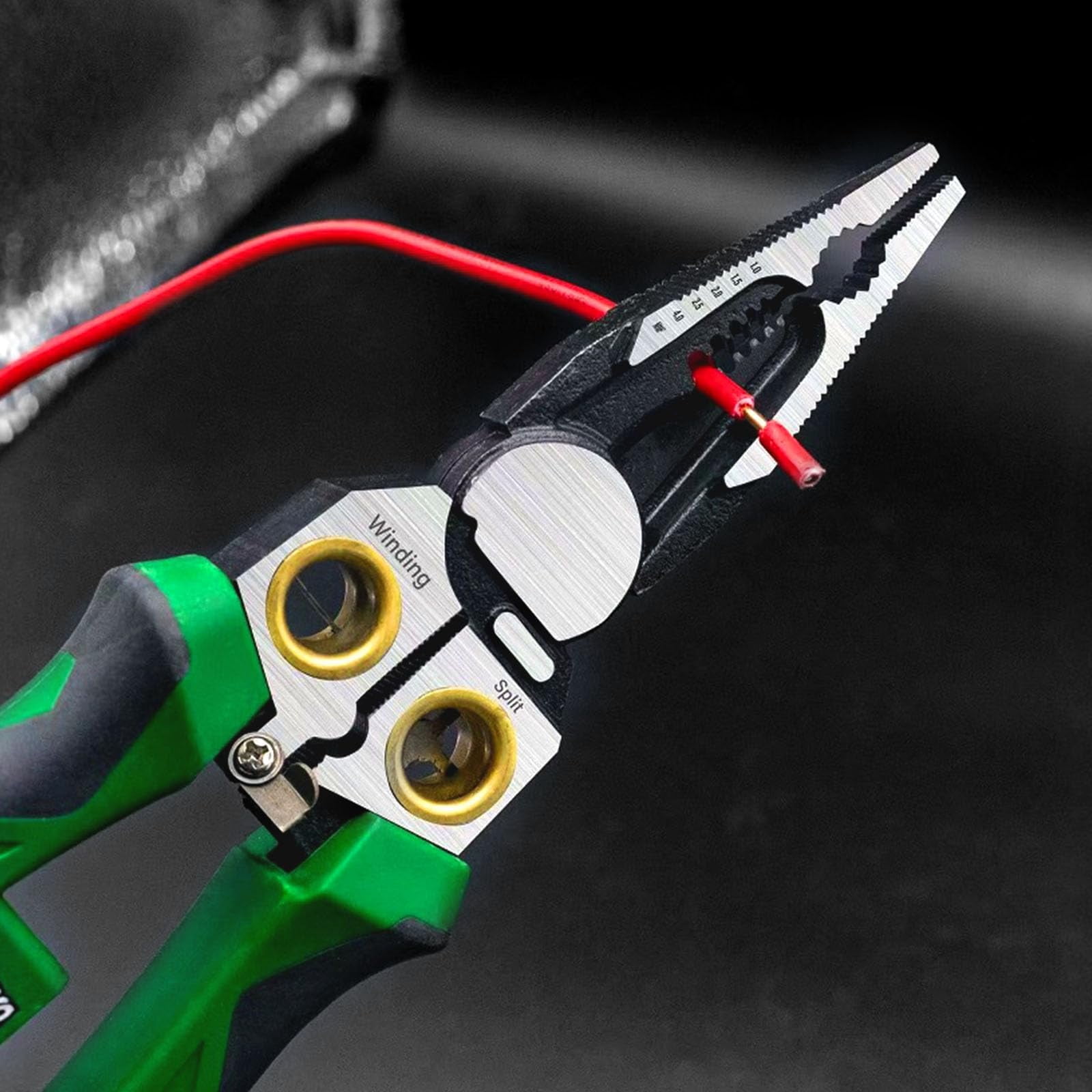8 in 1 Wire Stripper with Voltage Tester, Professional Wire Stripper Electrical Pliers, Twister, Neutral Wires Electrician, Car Repair Tool for Cutting and Pulling Wires Cable Scissors (1 PCS)