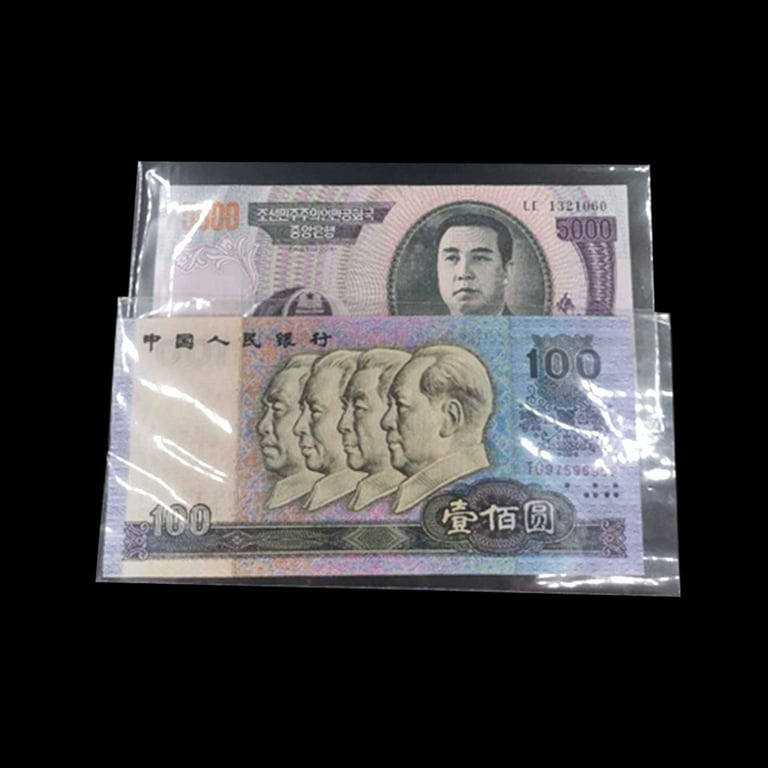 100pcs Clear Paper Money Sleeves Currency Sleeves and Holder Money