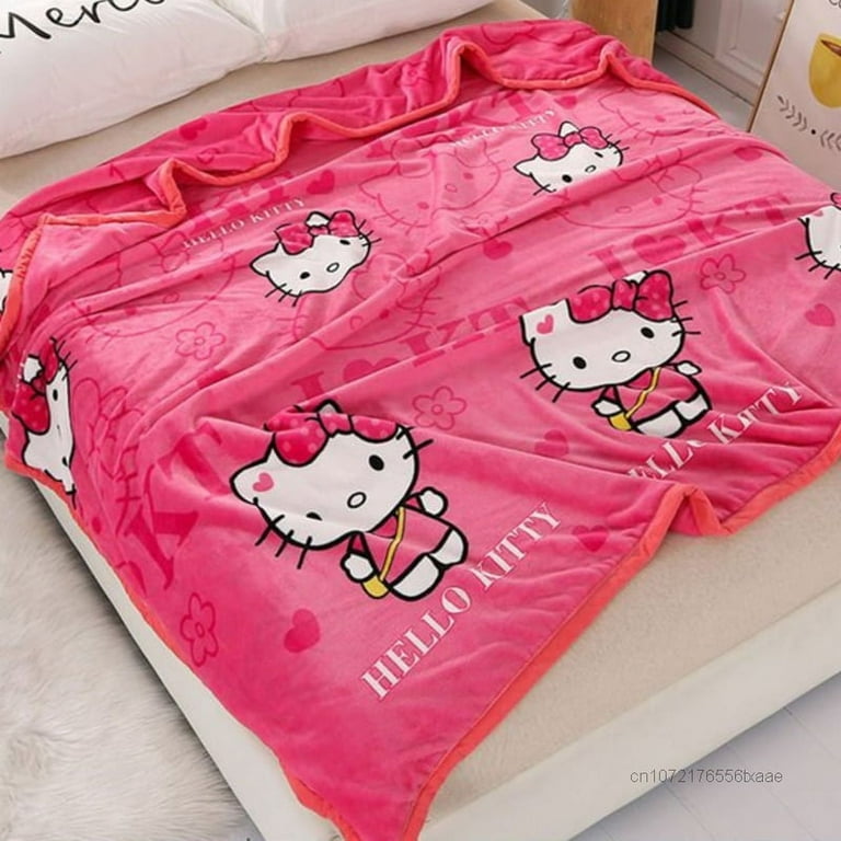 Sanrio Hello Kitty Plush Blanket Bed Sheet Children Adult Soft