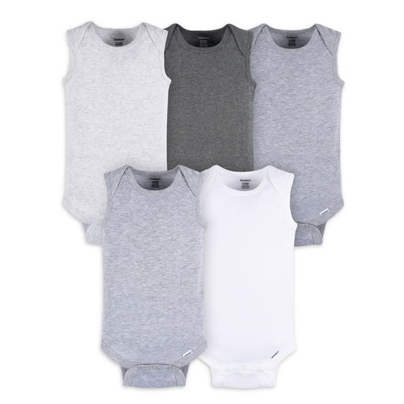 Gerber Baby Boys or Girls Casual Sleeveless Bodysuits, 5-Pack, Sizes 0/3 Months- 24 Months