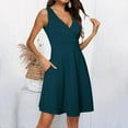 thumbnail image 6 of gakvbuo Summer Tank Dresses For Women Knee Length Wrap V Neck Sleeveless Sundress With Pockets Vacation Dresses Wedding Guest Dresses Cocktail Dresses For Women, 6 of 7