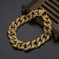 thumbnail image 3 of EOEMY 9" Men Chain Wristband Black Gold Silver Curb Link 316L Stainless Steel Bracelet-Gold, 3 of 6