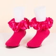 thumbnail image 4 of RXMEKW Girls Socks with Lace Trim for Kids, Solid Color Candy-Striped Mid-Crew Length, Soft Warm Tube Socks for Toddlers and Children, 90% Polyester, 5-Pack, 4 of 7