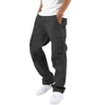 thumbnail image 5 of Husipze Men's Cargo Pants Elastic Drawstring Waist Straight Leg Adjustable Cuffs Work Trousers Casual Outdoor Pants with Zip Pockets Black M, 5 of 9
