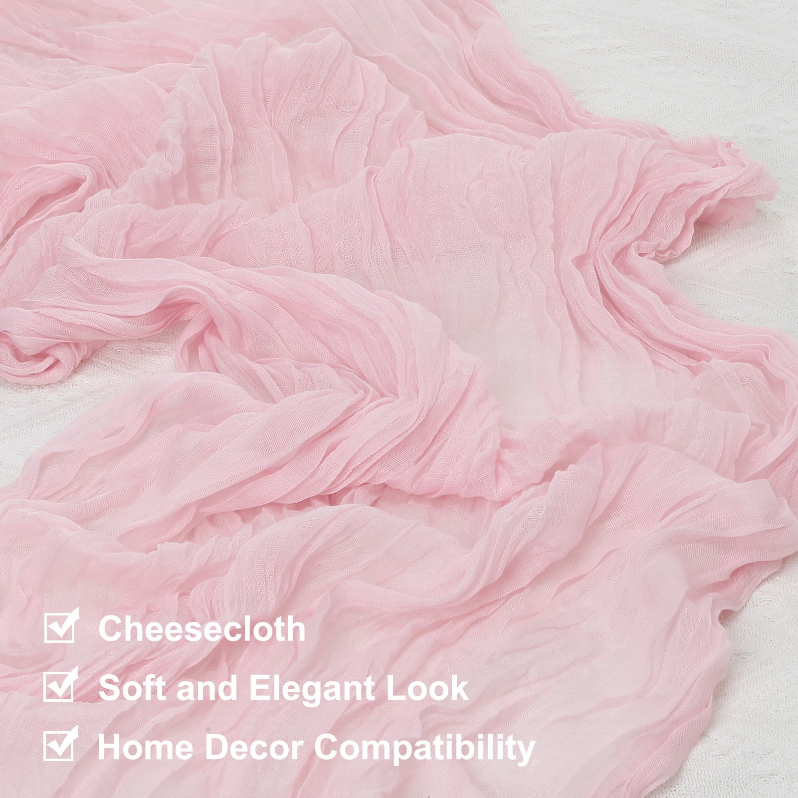 2 Packs Pink Cheesecloth Table Runner 35.4" x 118" Rustic Gauze Table Runner for Wedding Party, (10Ft)