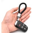 thumbnail image 4 of GHSDFBB Universal Black Leather Car Fob Keychain Metal Keyring Woven Strap Braided Rope Key Chain for Men and Women-Silver Color, with 360 Degree Rotatable D-ring and Screwdriver, 4 of 5