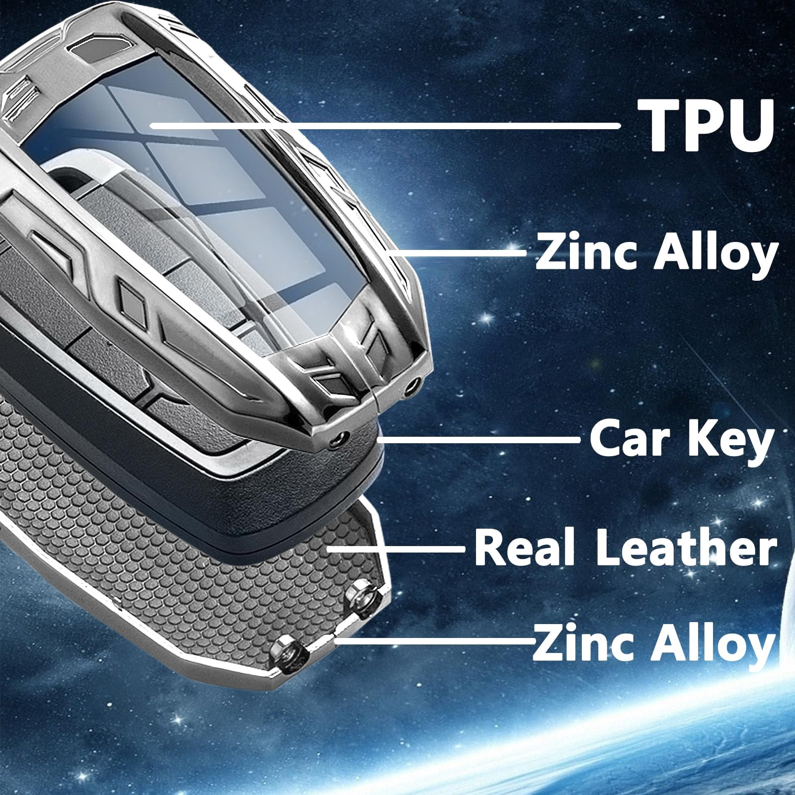 For Ford Key Fob Cover,Keychain,Zinc Alloy Protection Car Key Shell Case Compatible with Ford Holder Smart Remote Keyless Keyshell Accessories