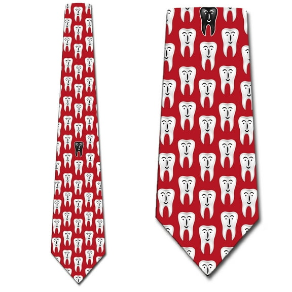 Teeth Ties Mens Dentist Necktie Happy Teeth Tie Occupation Neckties by Three Rooker