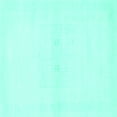 thumbnail image 1 of Ahgly Company Machine Washable Indoor Square Solid Turquoise Blue Modern Area Rugs, 4' Square, 1 of 4
