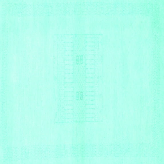 Ahgly Company Machine Washable Indoor Square Solid Turquoise Blue Modern Area Rugs, 4' Square