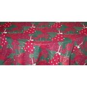 Christmas Dining Tablecloth Cotton Polyester Blend. Festive Christmas Tree and Ornaments printed with Christmas Colors. Washable, Stain and Wrinkle Resistant, 60 X102 Inches Rectangle