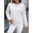 thumbnail image 6 of Female Oversized Sweatshirts Long Sleeve Hoodies Shirts Fall Side Slit Pullover Top Teen Outfits White XXL, 6 of 10