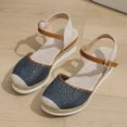 thumbnail image 4 of Juosiy Womens Platform Sandals Ankle Strap Sandals Lace Embroideried Closed Toe Flat Dress Shoes, 4 of 8
