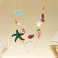 thumbnail image 6 of NICKSUN Boho Summer Beach Layered Necklace, Multilayer Starfish Scallop Pearl Y-Drop Long Chain, Colorful Enamel Rhinestone Ocean Stackable Statement Jewelry, 6 of 7