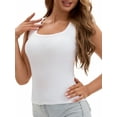 thumbnail image 4 of INSPIRE CHIC Women's U-Neck Tank with Built-In Bras Ribbed Wide Straps Undershirt S White, 4 of 5