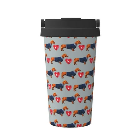 

Hirioo Dachshund Dog Heart for Coffee Travel Mug Insulated Coffee Mug with Lid