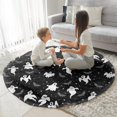 thumbnail image 3 of Black Halloween Ghosts Bats and Stars Round Blanket,Comfortable Soft Flannel Throw Blanket,All Season,Warm Lightweight Blankets for Sofa Bed Couch Living Room Chair 60"x60", 3 of 5