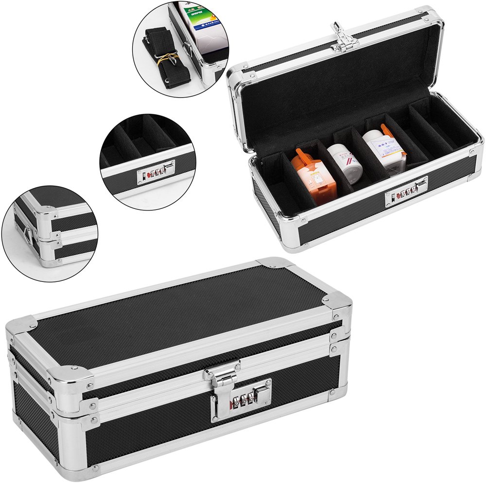 Zimtown Locking Medicine Storage Organizer Black High Quality Aluminum Alloy Tank Storage Box