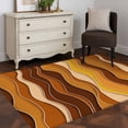 thumbnail image 4 of Abstract Washable Area Rugs 3'x5', Orange Gradient Waves Beach Lines Low Pile Throw Living Room Rug Non-Slip Sturdy Edge Binding Carpet for Indoor Entryway Bedside Kitchen, 4 of 9