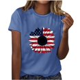 thumbnail image 3 of WREESH Trendy 4th of July Shirts for Women Sunflower Print T-Shirt Crew Neck Short Sleeve Summer Collection Blue, 3 of 4