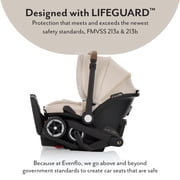 Evenflo Shyft DualRide Infant Car Seat and Stroller Combo with Green & Gentle Fabric, Champagne