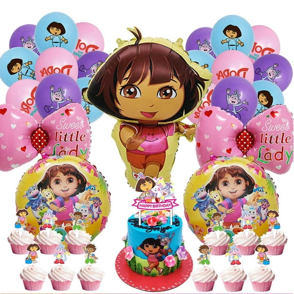 Dora The Explorer Party Supplies Balloons Cake Topper Birthday Set Decorations Kit Fans