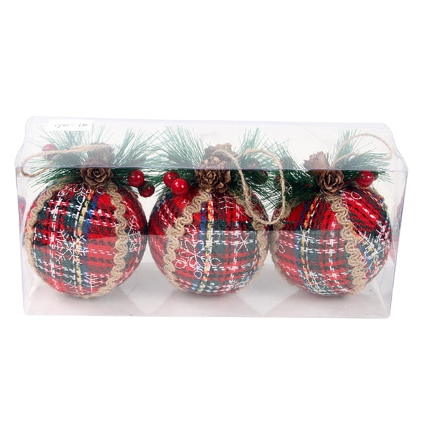 Bola De Espuma De Navidad Colgante Simulación Tela De Nuez De Pino Celosía Roja Bola De Navidad Decoración Para Navidad Y Fiesta De Cumpleaños Decoración 3 Unids Vogacara HA042040-01