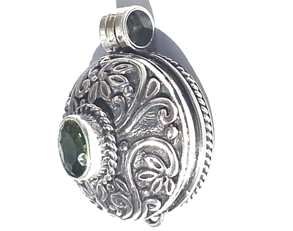TURQUOISE Gemstone Fine HANDMADE Jewelry Sterling Silver Prayer Box Pendant 