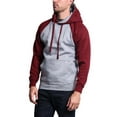thumbnail image 2 of G-Style USA Men's Heavyweight Contrast Raglan Sleeve Fleece Pullover Hoodie Sweatshirt MH13112 - Heather Gray/Cranberry Caviar - Large, 2 of 6