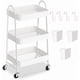 thumbnail image 1 of Carrito de Almacenamiento de Metal, 3 Niveles de Almacenaje, Carrito Organizador de Maquillaje con 4 Ganchos y 3 Pequeñas Cestas Colgantes para Oficina, Baño, Salón Cocina, 1 of 24