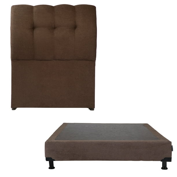 Box Base Cama Individual + Cabecera Nube Chocolate