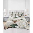 thumbnail image 2 of Quilts King Size Bedding Set, White Magnolia Blossom Lightweight Quilted Comforter, Spring Floral Flowers Farmhouse Soft Reversible Bedspread Coverlet with Pillow Covers for All Season, 96" x 106", 2 of 7