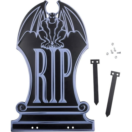 3-D Metal Tombstone (RIP) - (16.75  Tall w Stakes)-Durable  Weatherproof  UV Printed - Upgrade Your Cemetary Graveyard Lawn Decor - No More Flimsy Foam Headstones at your Haunted House Party