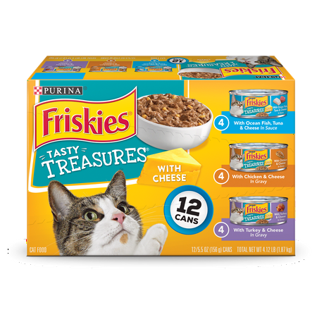 Purina Friskies Tasty Treasures With Cheese Adult Wet Cat Food Variety Pack - (12) 5.5 oz. Cans