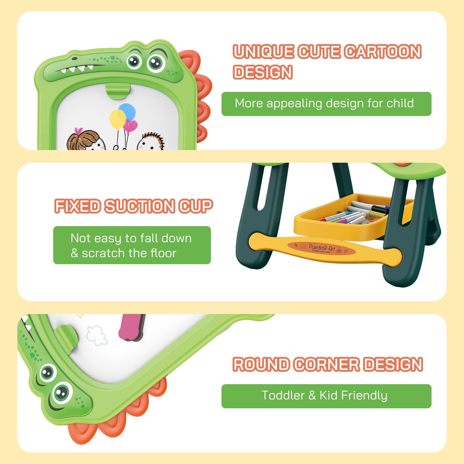 Caunedy Easel for Kids, Magnetic Drawing Board for Boys & Girls, Birthday Gift for 2 3 4 Year Old