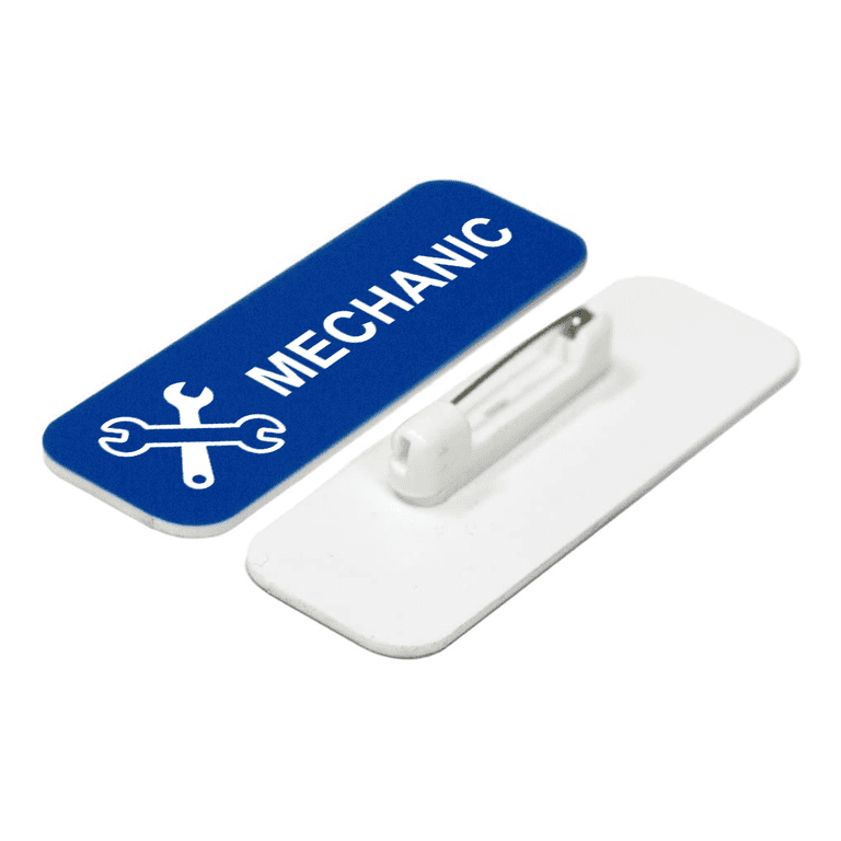 Deacon 1x3 Inch Rounded Corner Name Tags (3 Pack) - Brushed Silver With Black Text, Includes Pin Fasteners