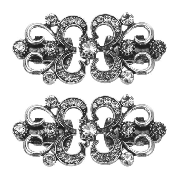 2 Pack Vintage Sweater Clips, Cape Cloak Clasp Retro Cardigan Clips Shawl Collar Clasp Brooch Clip(Silver)
