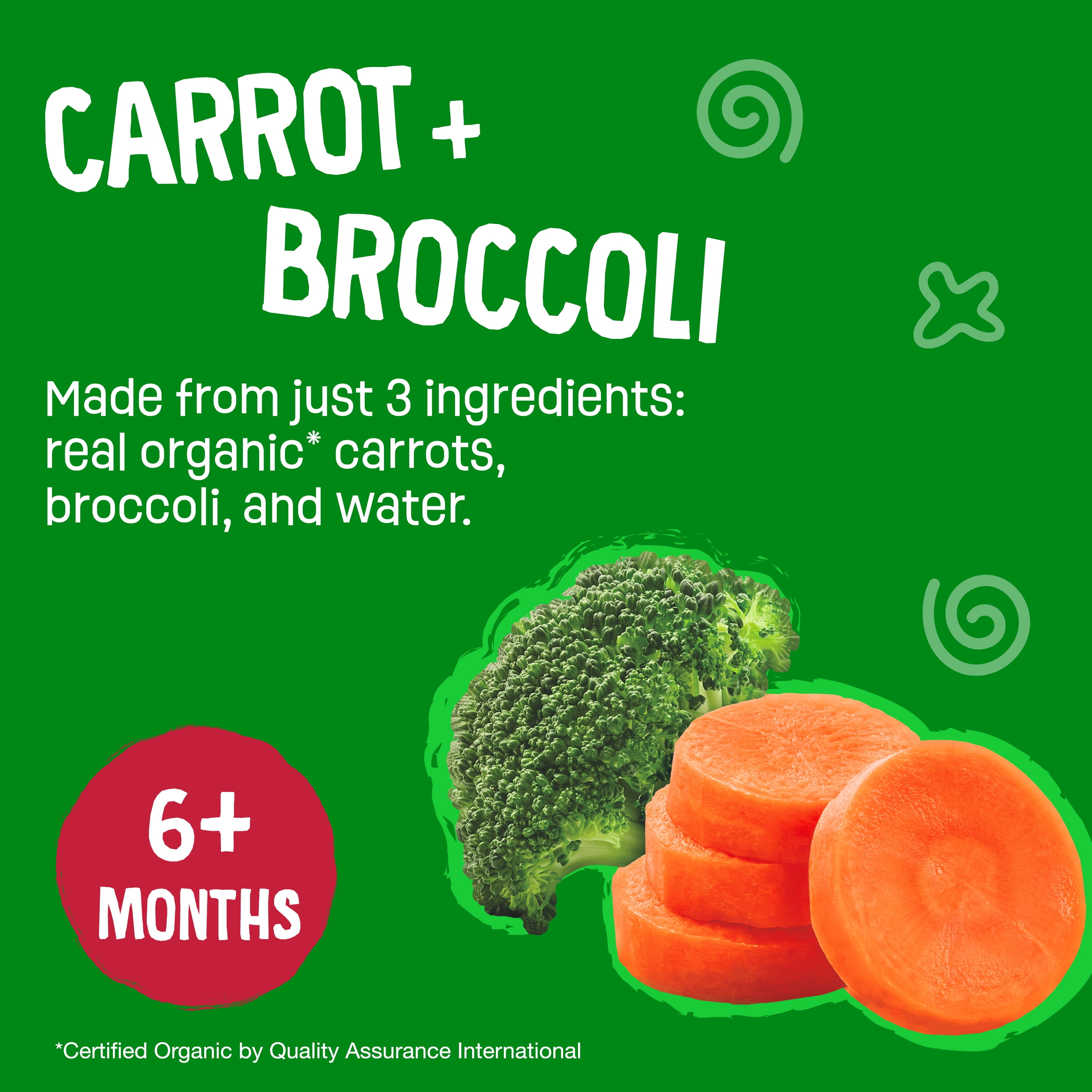 Earth's Best Organic Stage 2 Baby Food, Carrots Broccoli Veggie Puree, 3.5 oz Pouch