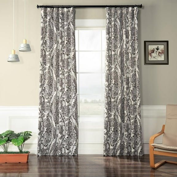 Half Price Drapes Printed Tea Time Brown Room Darkening Curtains for Bedroom(1 Panel), 50W X 84L