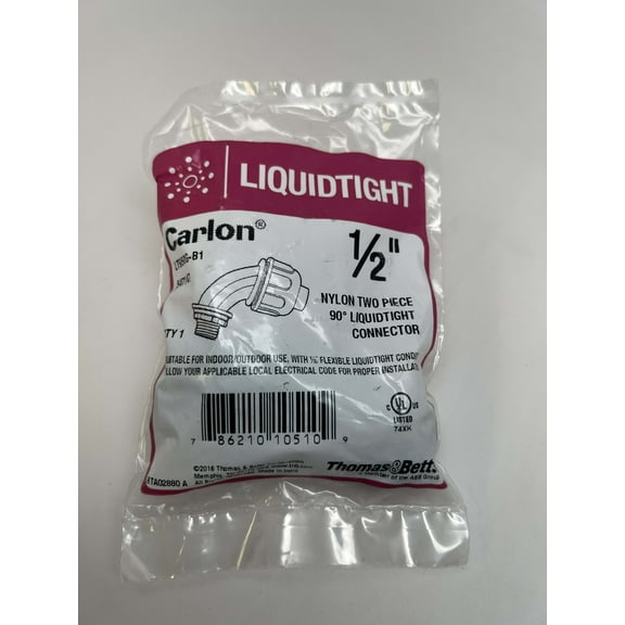 Carlon Nylon Two Piece 90Degree Liquidtight Connector 1/2" LT950G-B1