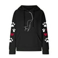 thumbnail image 4 of Women's Waffle Hoodies Sweatshirt Valentines Cute Heart Cat Paw Graphic Pullover Long Sleeve Hooded, 4 of 4
