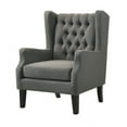 thumbnail image 2 of Vintage Linen Wingback Chair, Mid Century Accent Arm Chair with Wood legs, Button Tufted Backrest, Upholstered Armchair for Living Room, Bed Room, Office, Gray, 2 of 5