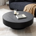 thumbnail image 6 of Wooden Coffee Tables, 31.49'' Nesting Round Wood Coffee table for Apartment, Modern Living Room Coffee Table with Sturdy Pedestal ,BLACK (Same Sku:W876P147627), Matt Black Coffee Tables, 6 of 10