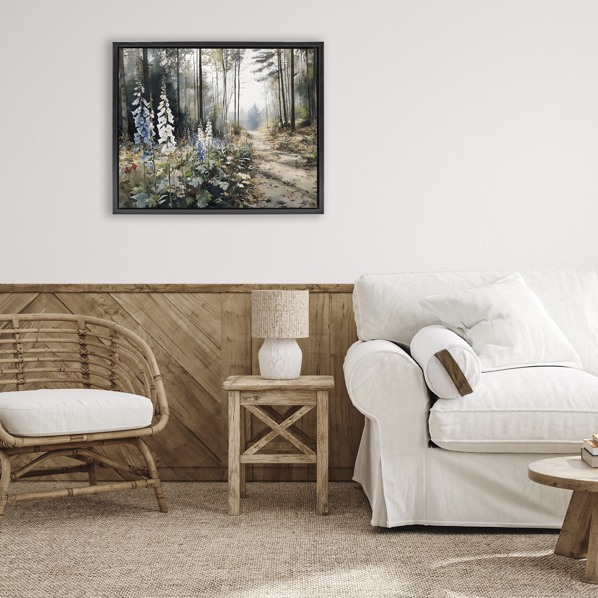 Stupell Industries Foxglove Path Sunlit Woods Black Framed Floater Canvas Wall Art, design by Franklyn Gregory