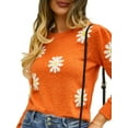 thumbnail image 5 of Wassery Women Knitted Sweaters Crew Neck Flower Pullover Tops Lady Solid Casual Jumper Autumn Winter Female Long Sleeve Sweaters Streetwear, 5 of 9