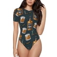 thumbnail image 1 of Balery Cigar Body de cuello redondo de manga corta para mujer Tops de manga corta Tops básicos-Small, 1 of 7